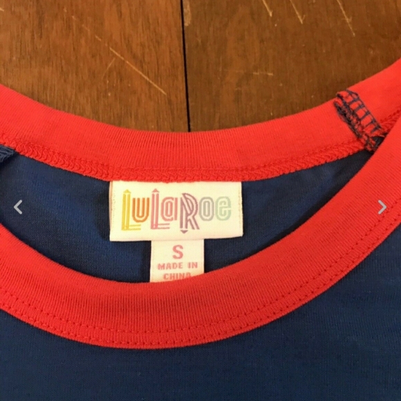 LULAROE Randy Blue Red Baseball Tee Top Dize XS - Picture 6 of 8
